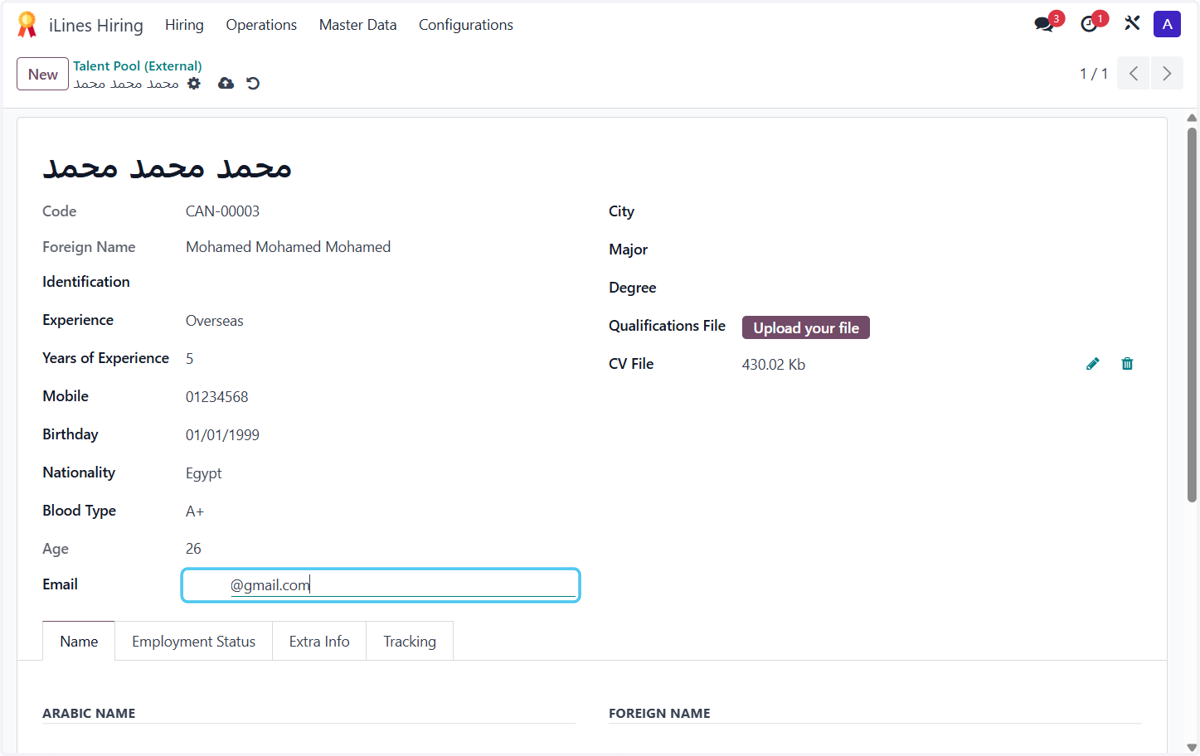 Type Email