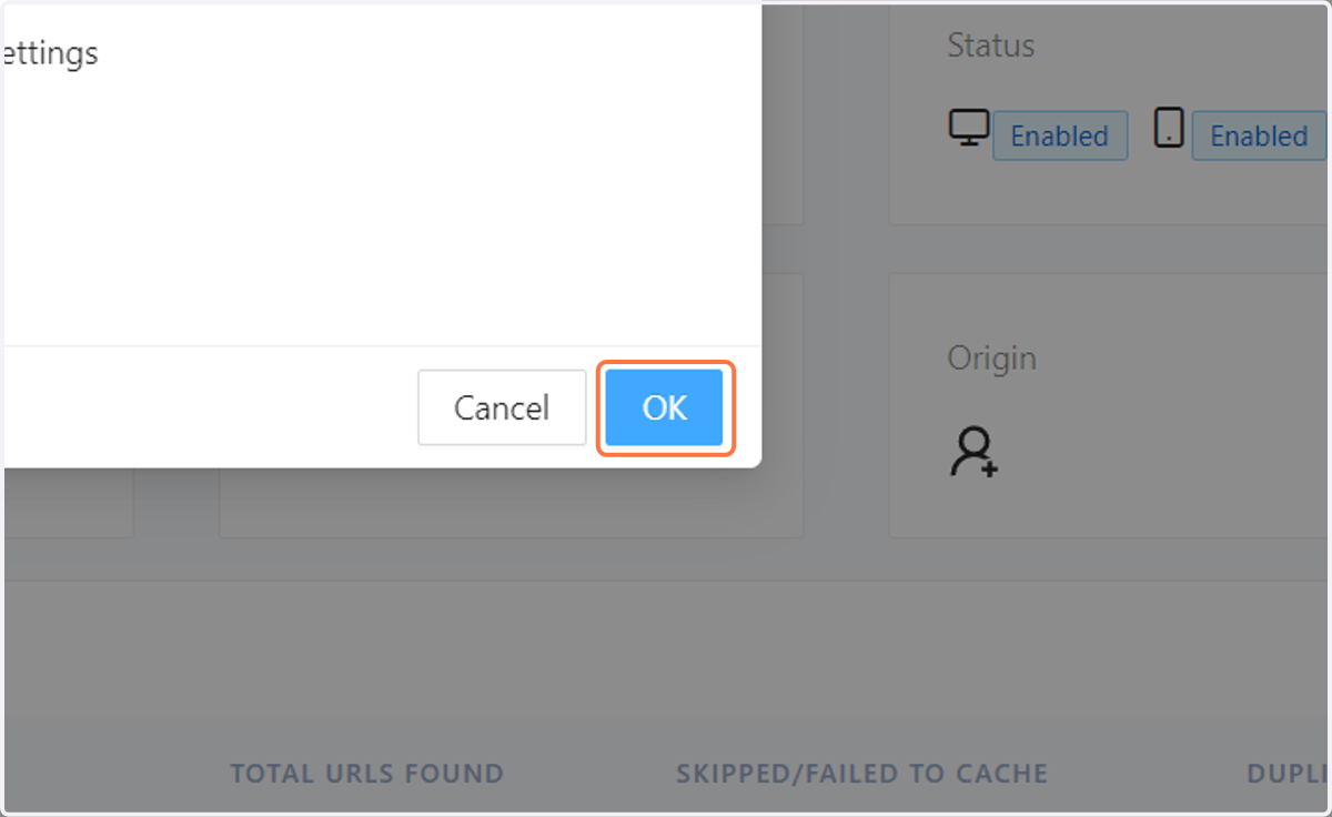 Click on OK to save the settings.