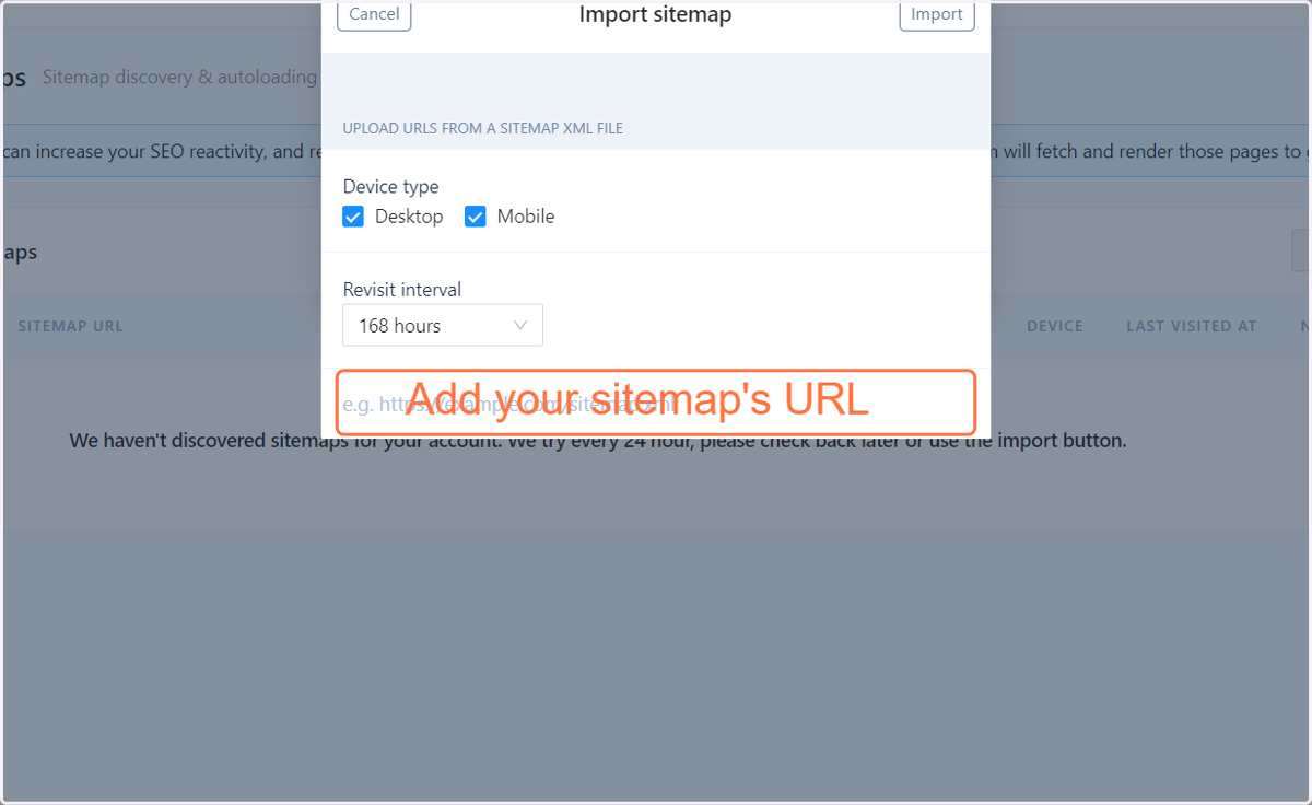 Paste your XML sitemap's URL in the input field