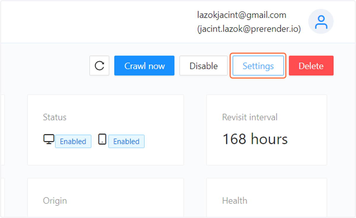 You can change the crawling settings for the sitemap with the Settings button