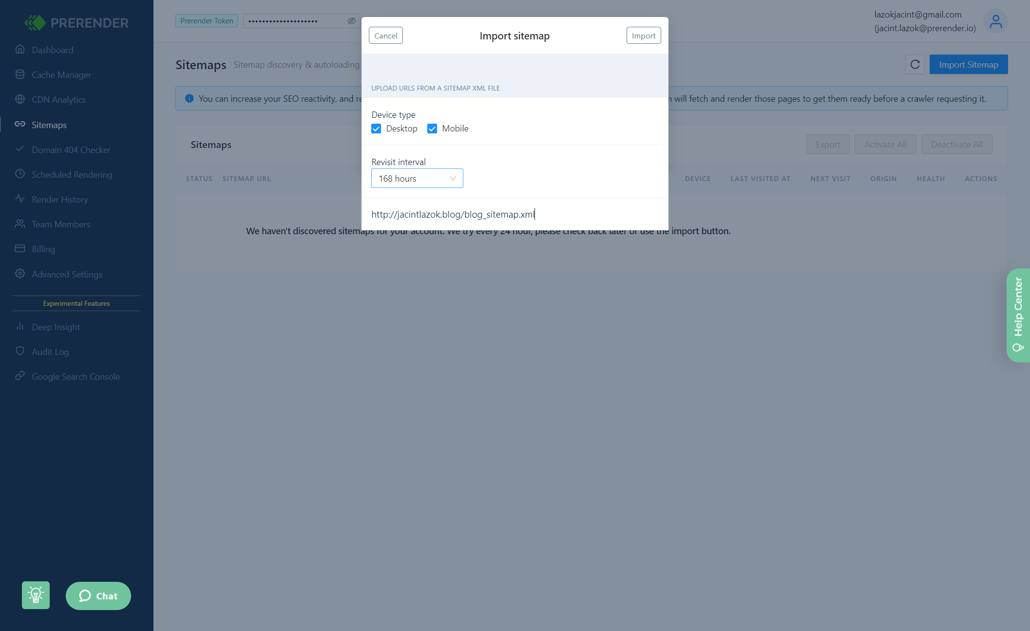 Select the desired recrawl interval fort he sitemap