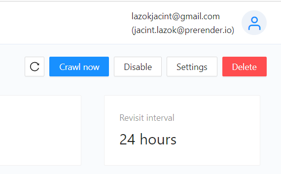 Click on the Crawl Now button to crawl the sitemap on demand and click on the Disable/Enable button to enable or disable the sitemap. You can also click the Delete Button to delete the Sitemap from your Prerender account.
