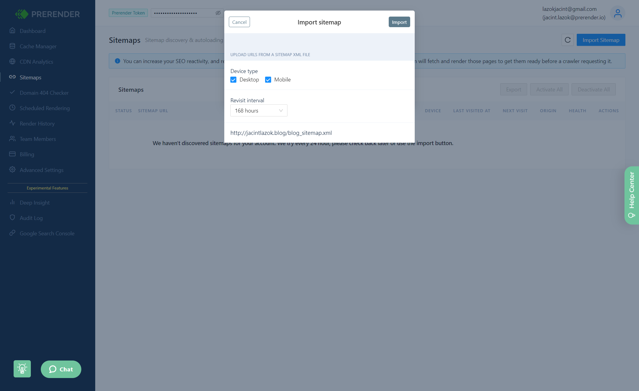 Click on the Import button
