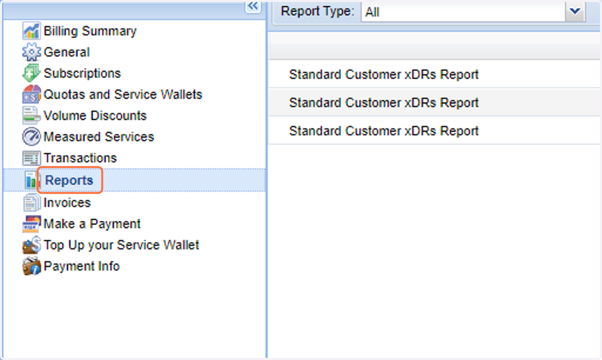 Click on Reports