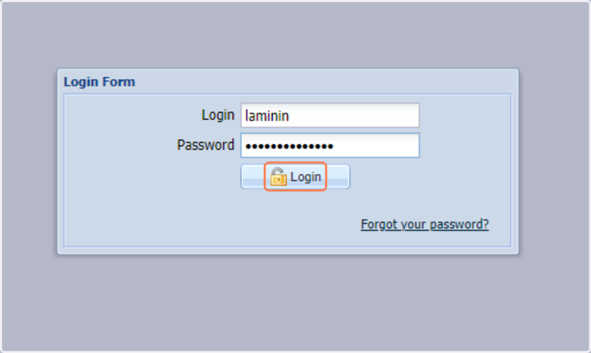 From the Login screen, type your username and password then click on Login