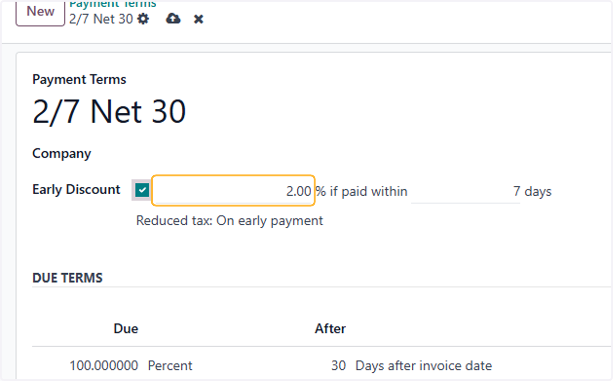 Fill in desired discount percent