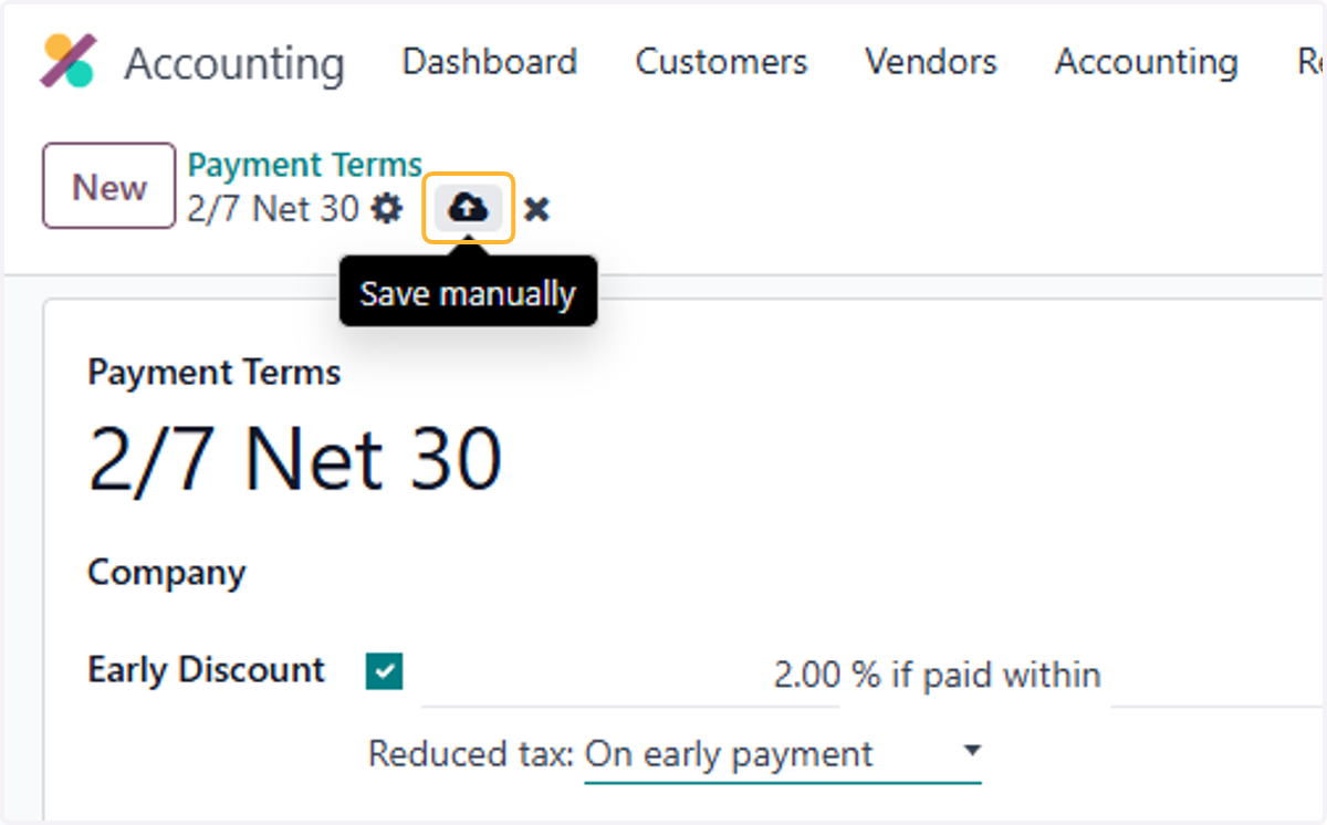 Click on Save manually