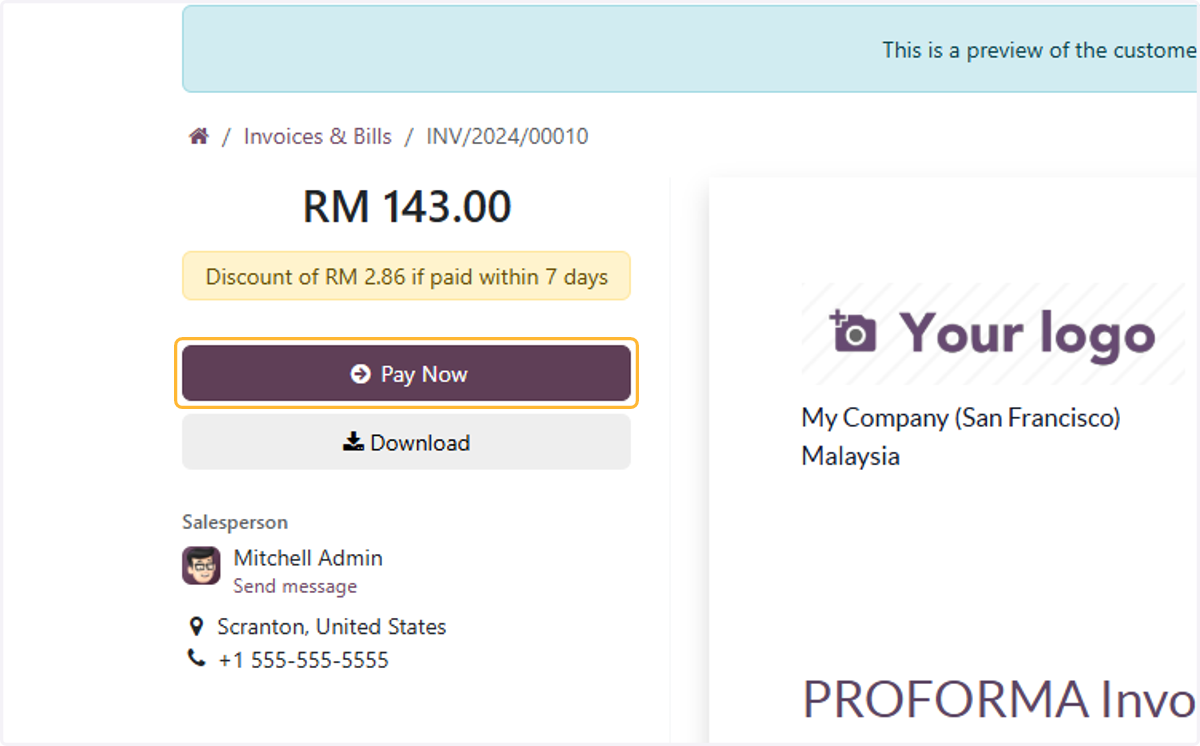 Click on Pay Now