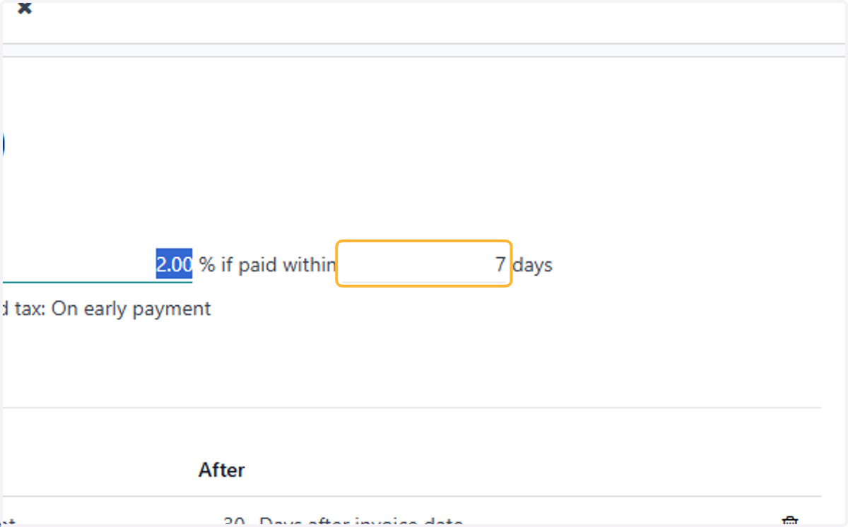Fill in desired days for discount to apply