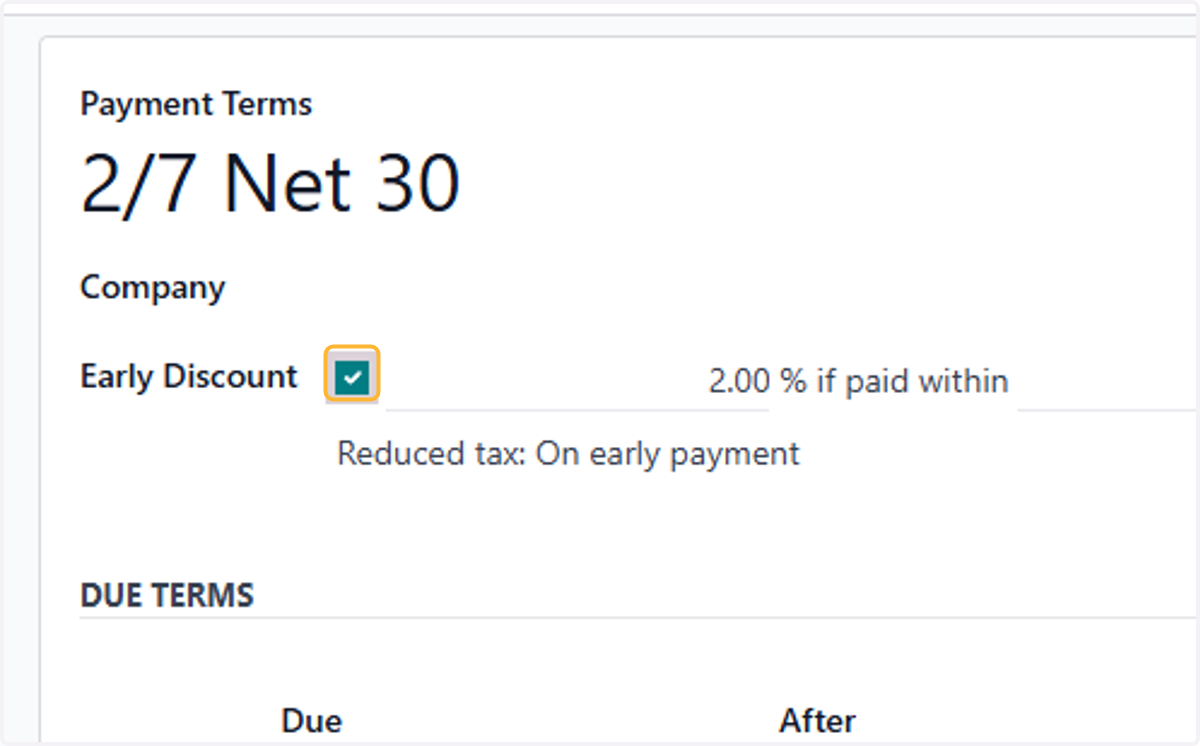 Check Early Discount