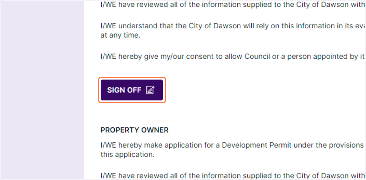 Review the declarations then click SIGN OFF