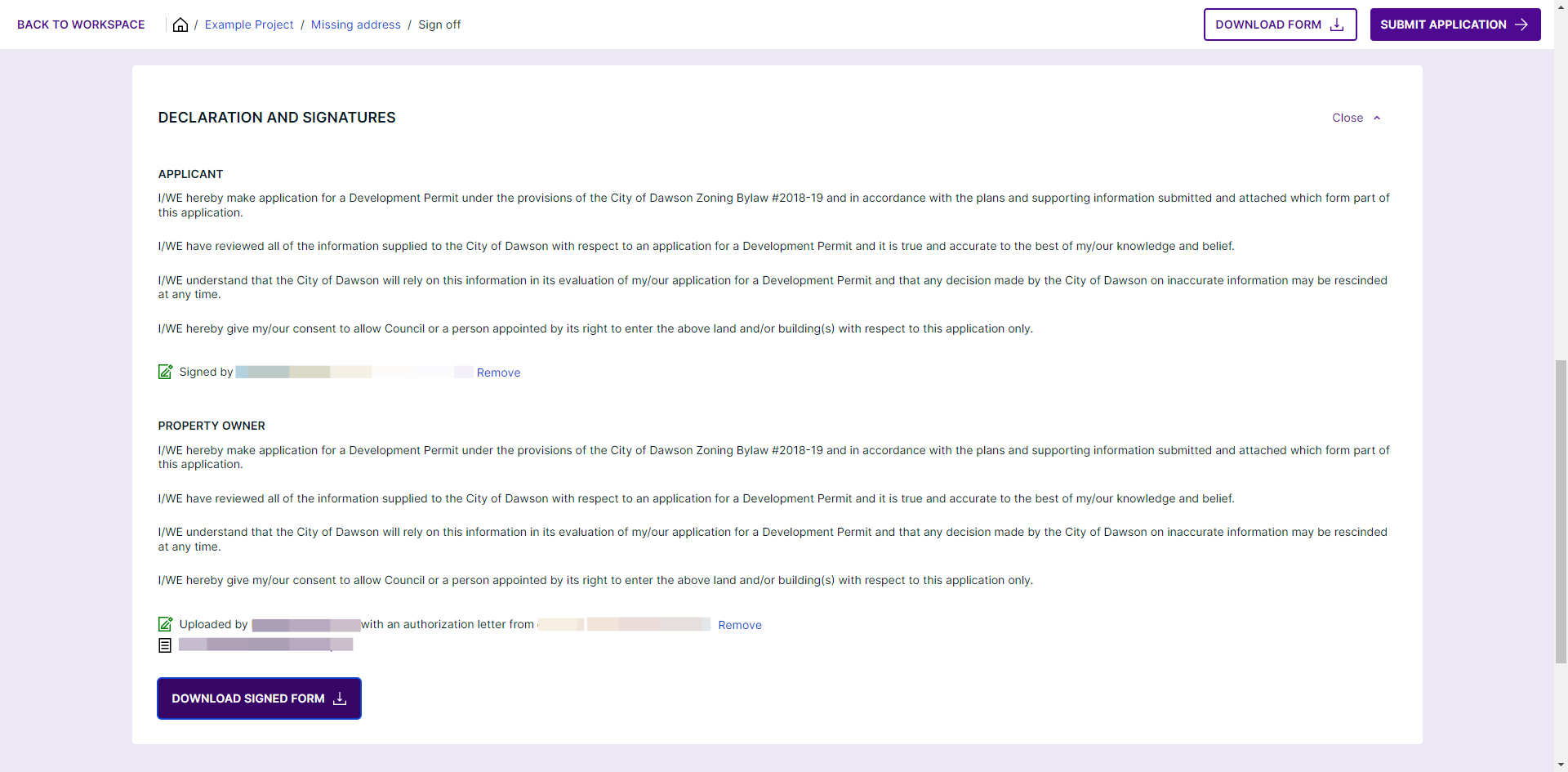 You can download a copy of the signed form