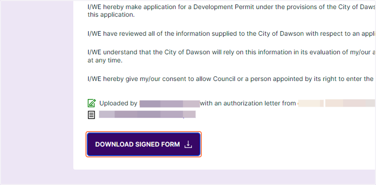You can download a copy of the signed form