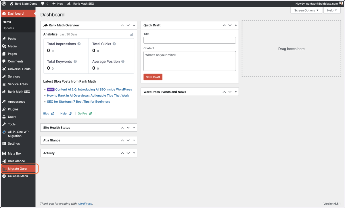 Click on Migrate Guru