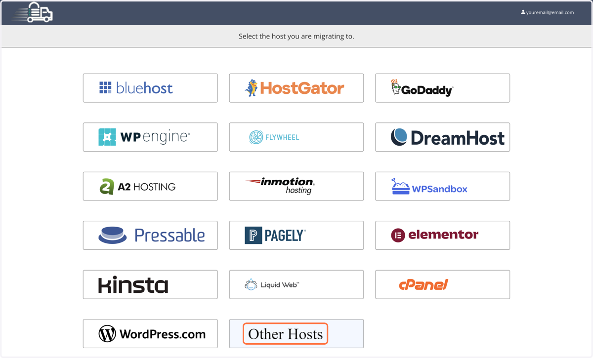 Click on your hosting provider, or click Other Hosts <- (easiest option)