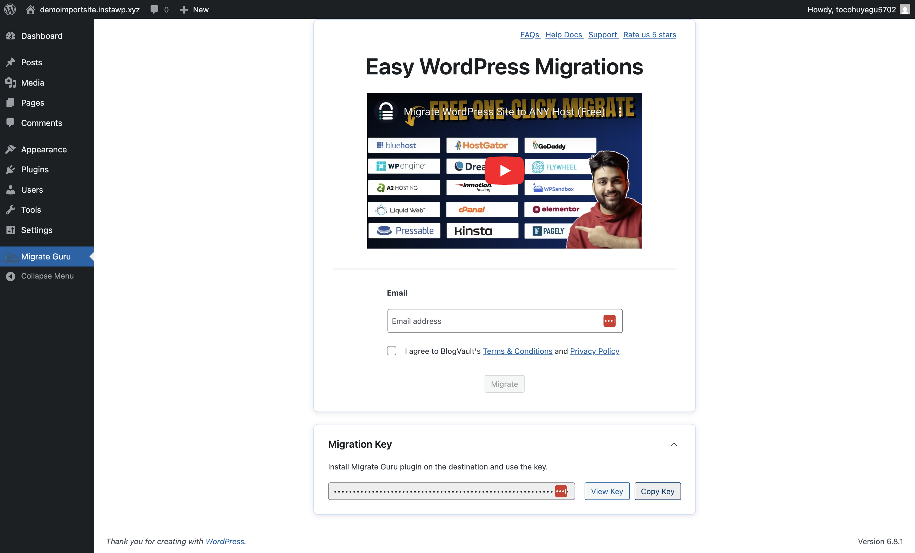 Click on Copy Key
