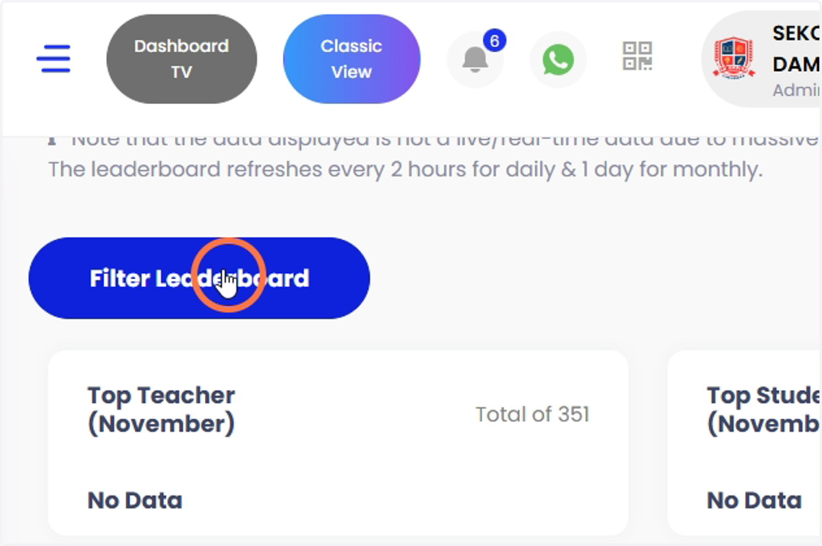 Klik 'Filter Leaderboard'.