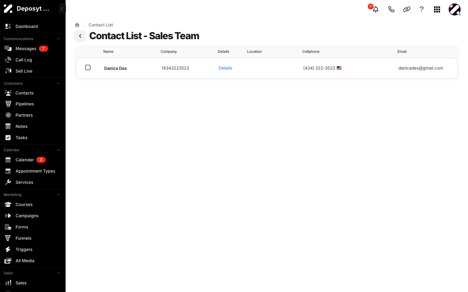 Step 15: You will now see the imported contacts in the new list.