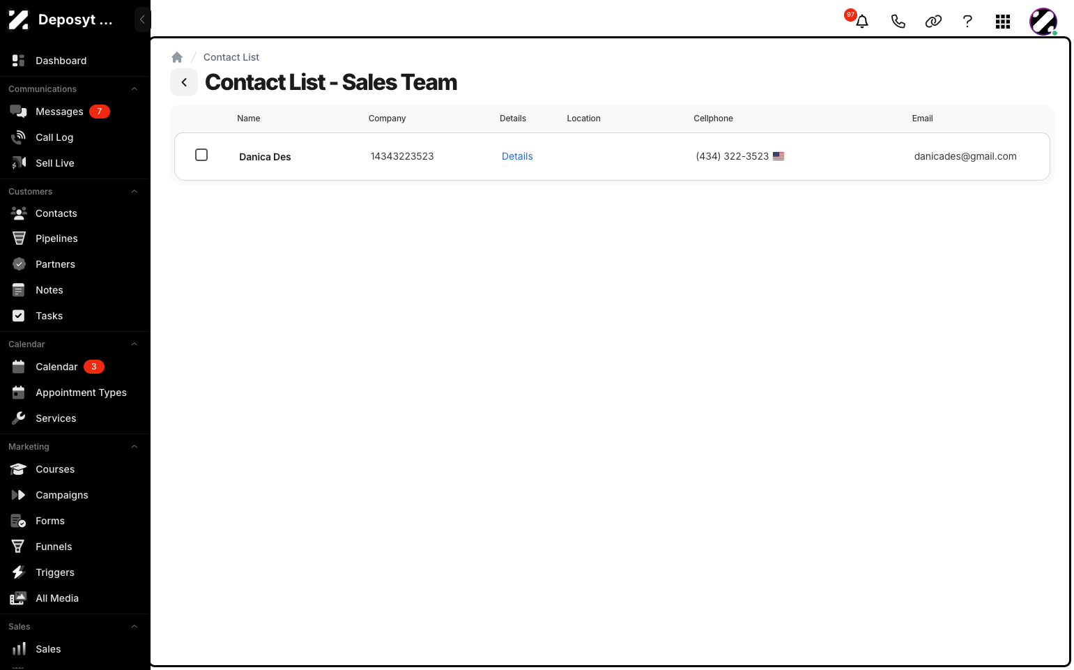 Step 15: You will now see the imported contacts in the new list.