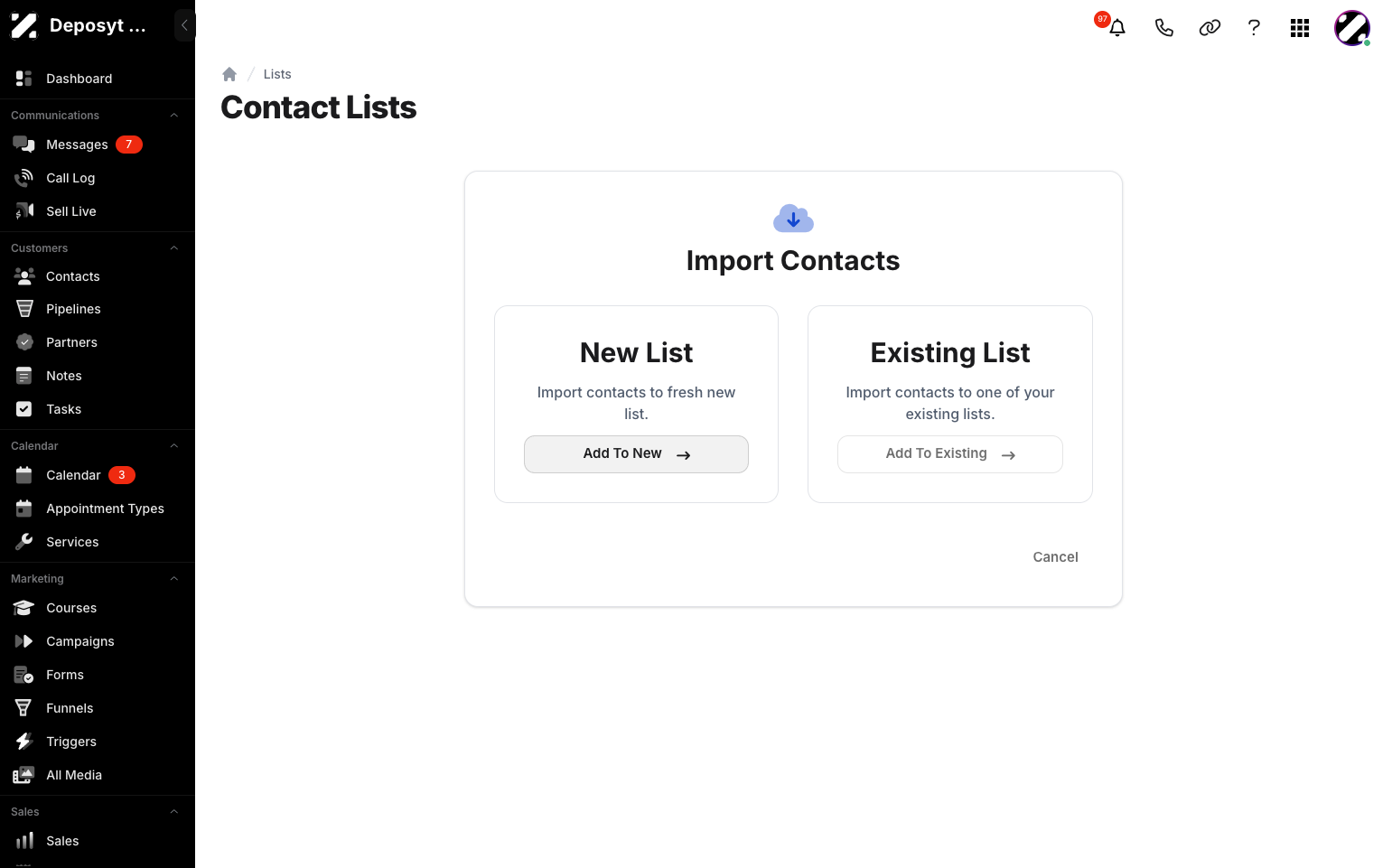 Step 6: Click the Add to New button under the New List