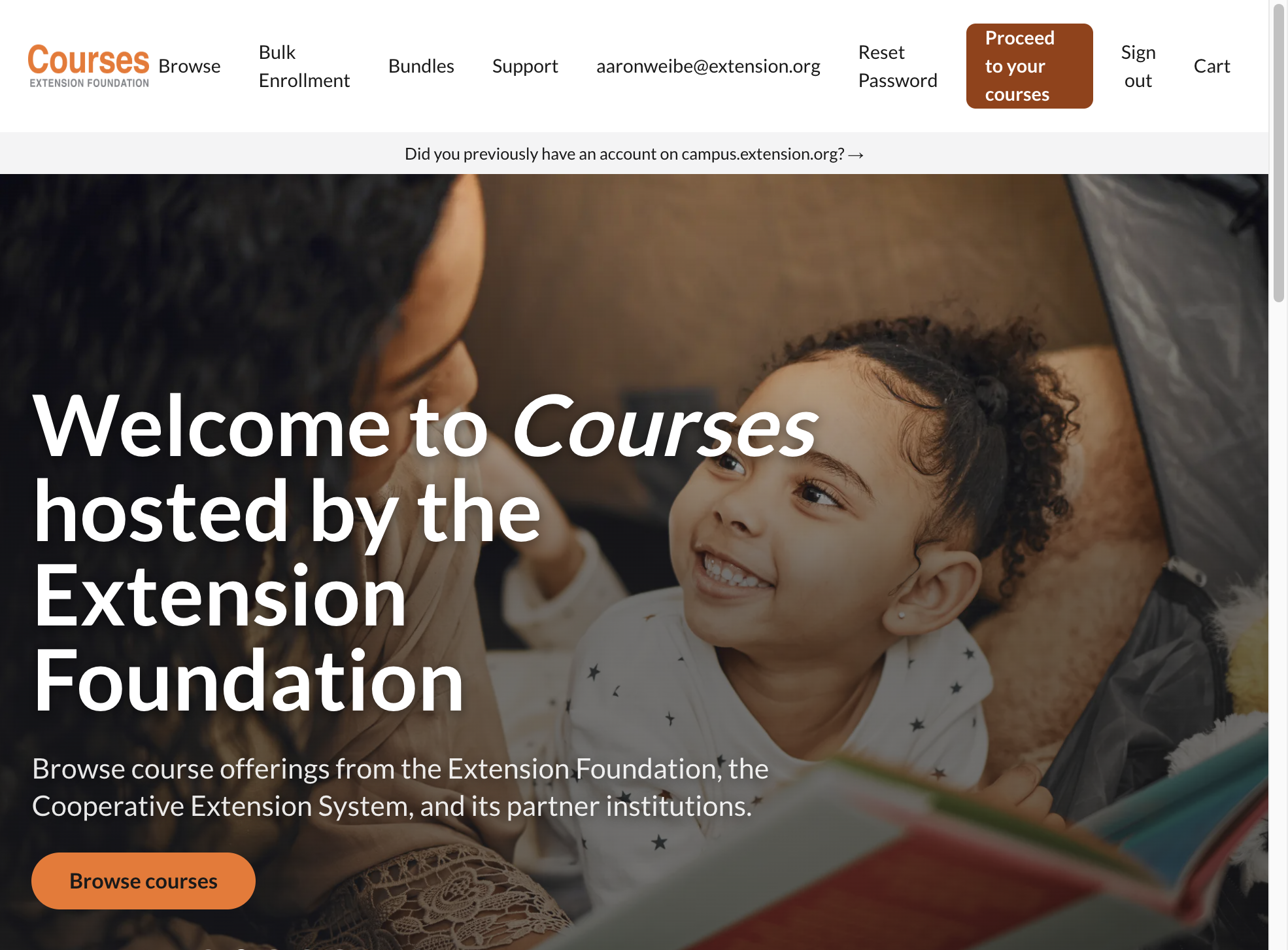 Click on Proceed to your courses