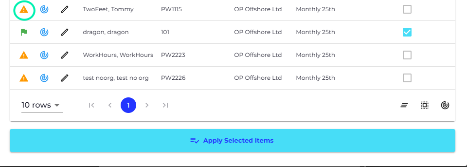 For the employee records that are selected you can apply these