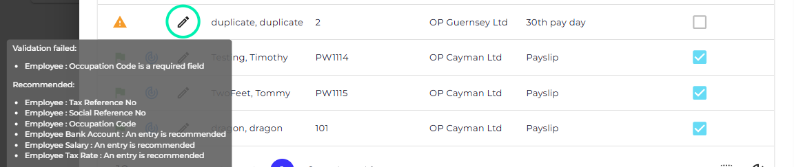 In this last example we can see that the occupation code is a required field in Ocerli. Occupation code is now mandatory for all Guernsey employees.