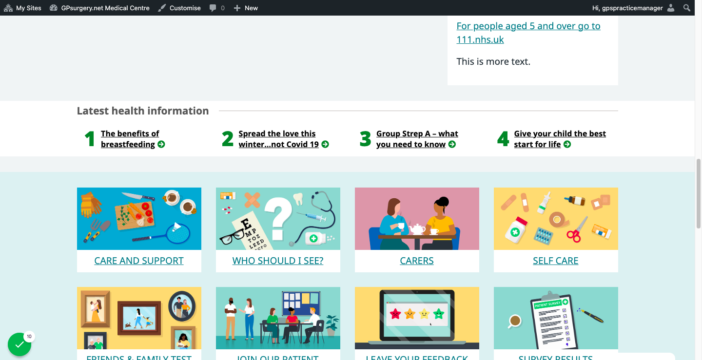 The Latest health news banner published on the Home page.