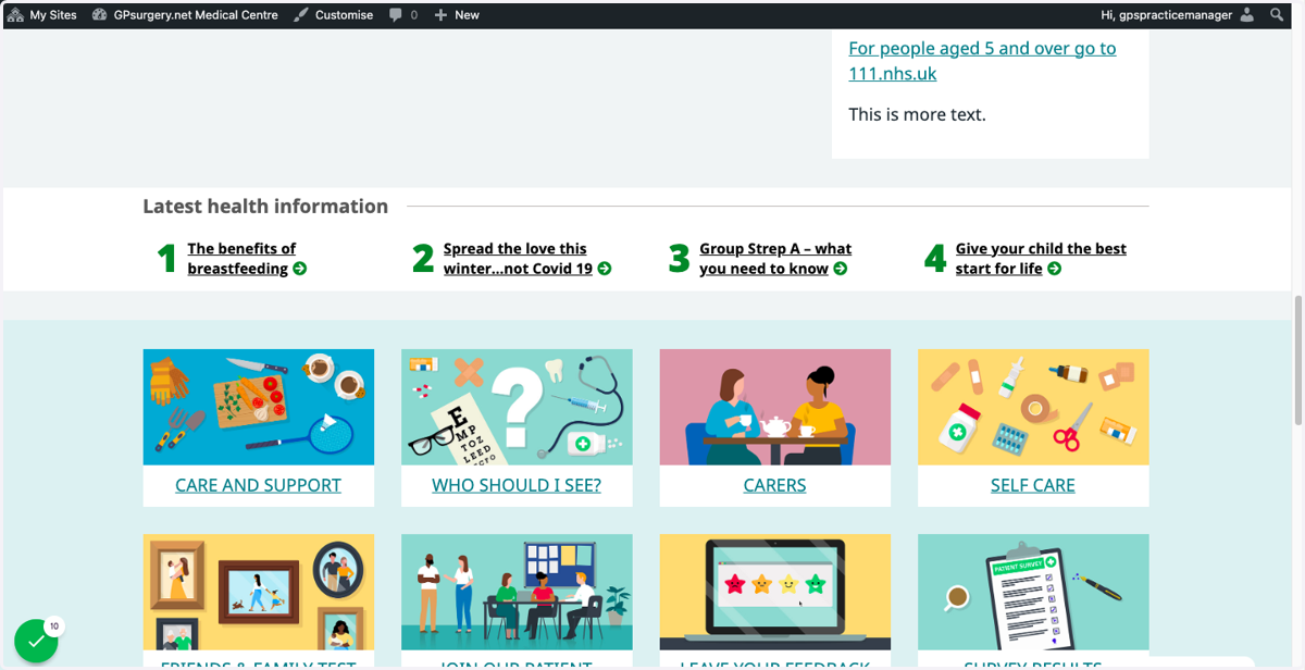 The Latest health news banner published on the Home page.