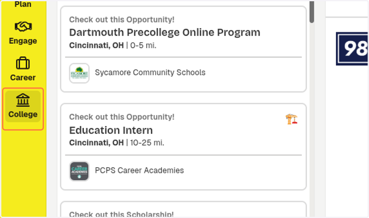 Click on College