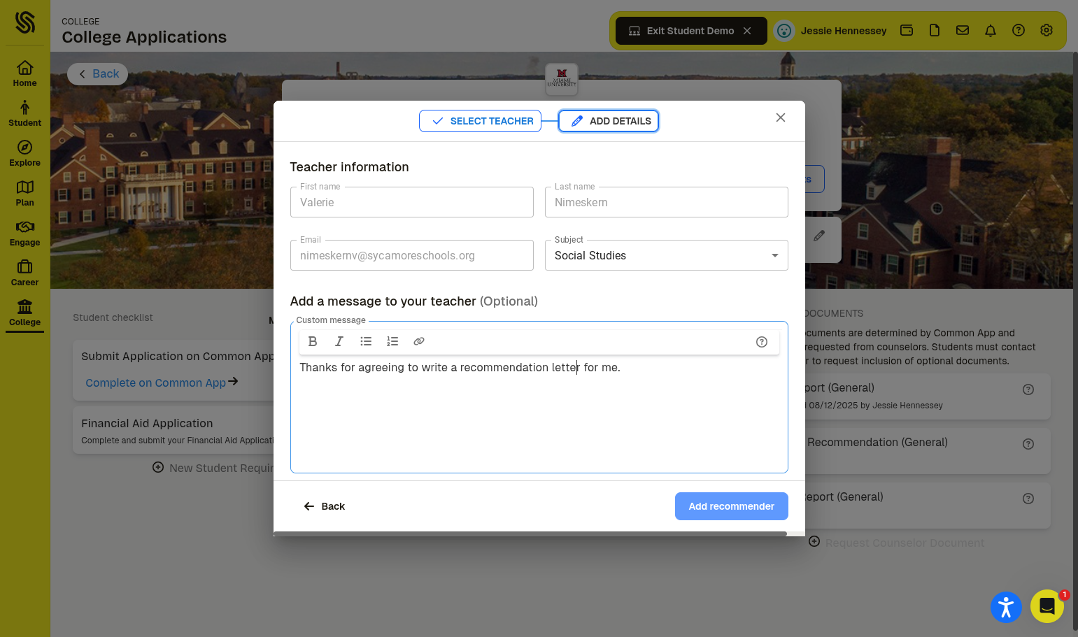 Click on Add recommender