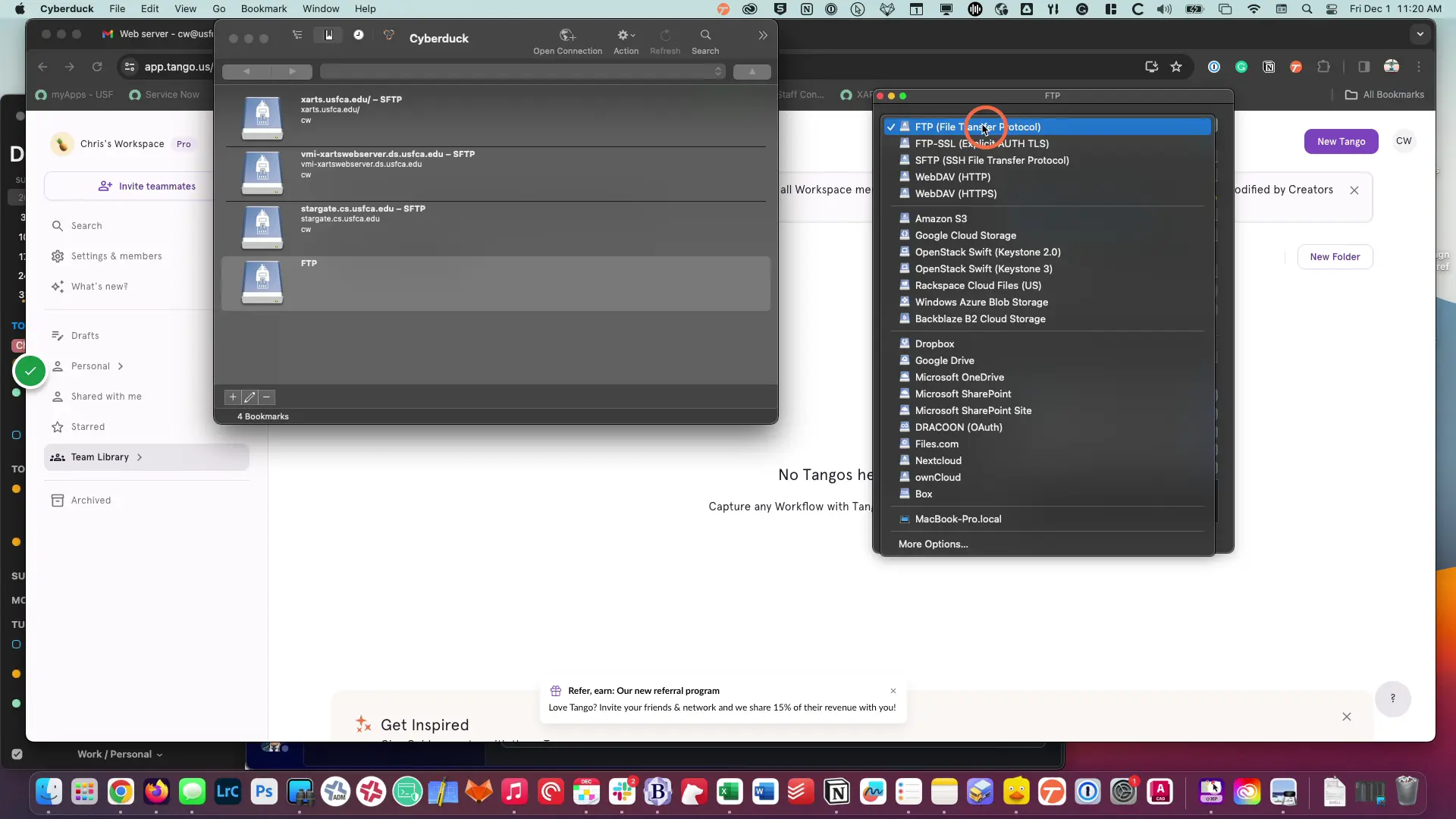 From the dropdown menu, select SFTP as the transfer protocol.