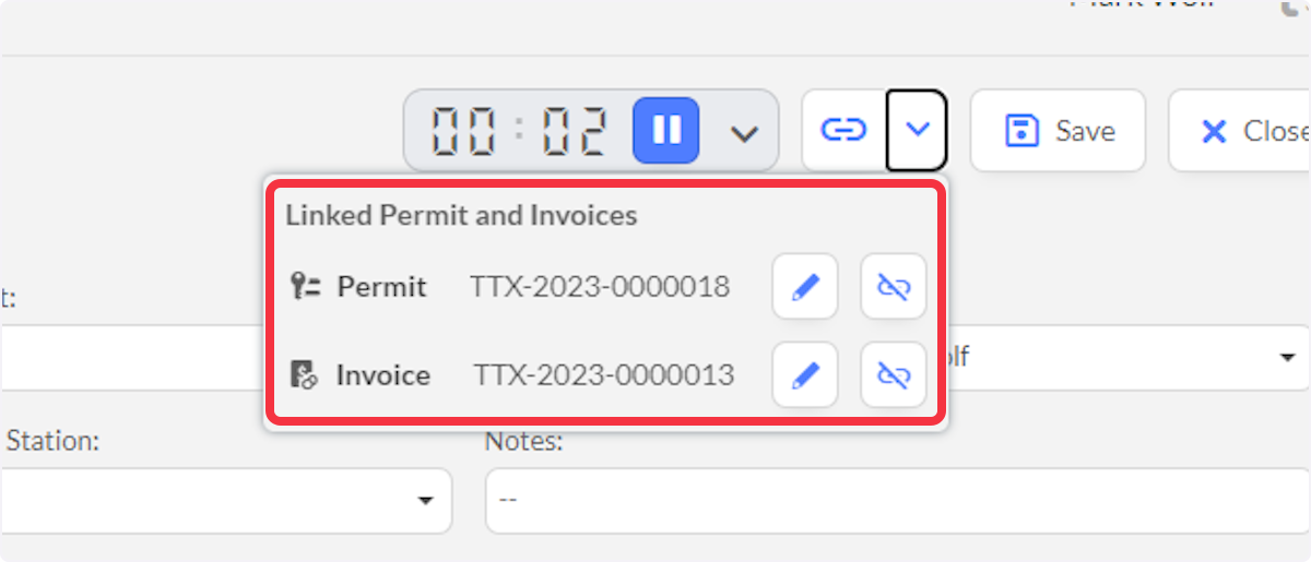 Click on Linked Permit and Invoices
