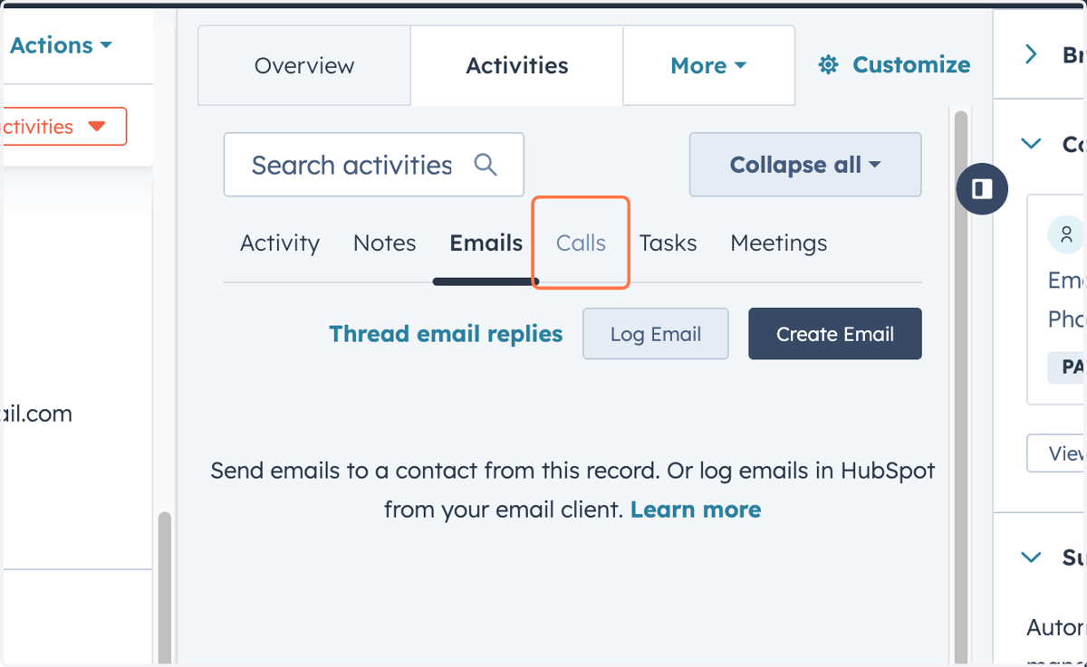 Protokollierung und Erstellung von E-Mails und Anrufen