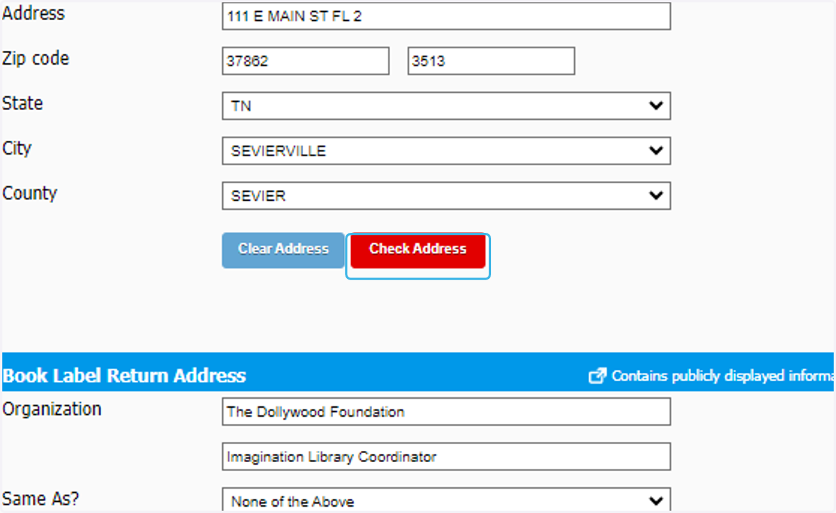 Click on Check Address