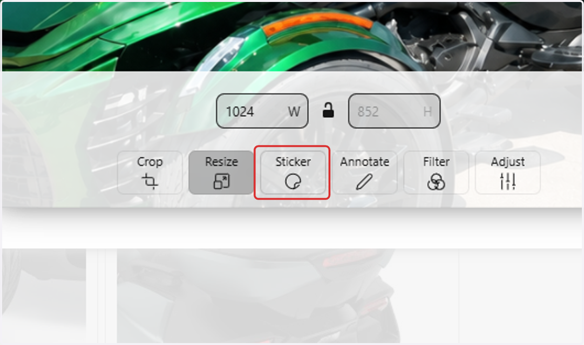 Choose Sticker to add a graphic element on top of the photo.