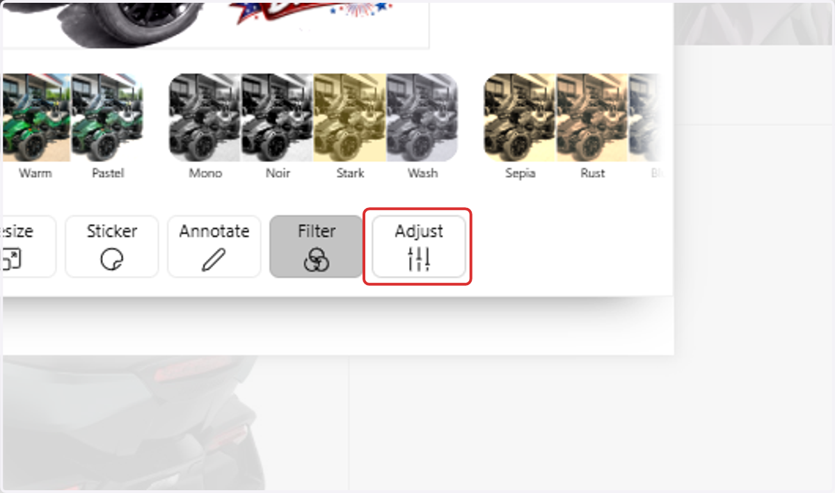 Click on Adjust for manual fine-tuning controls.