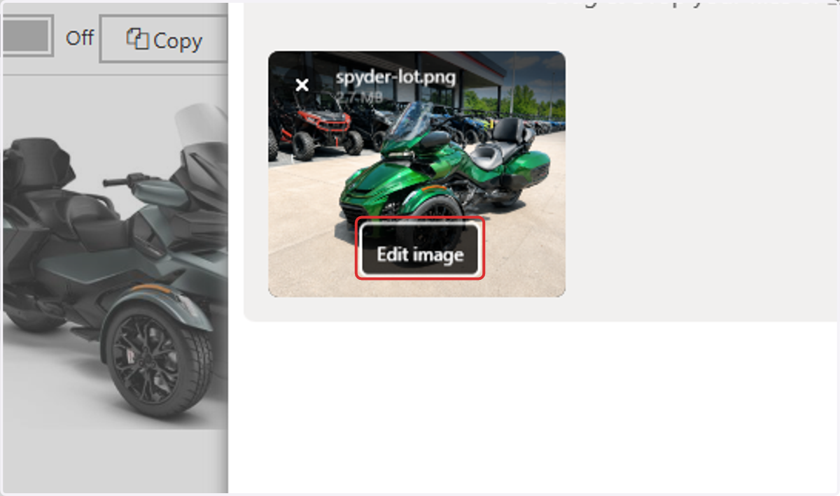 To make changes to images, select Edit image