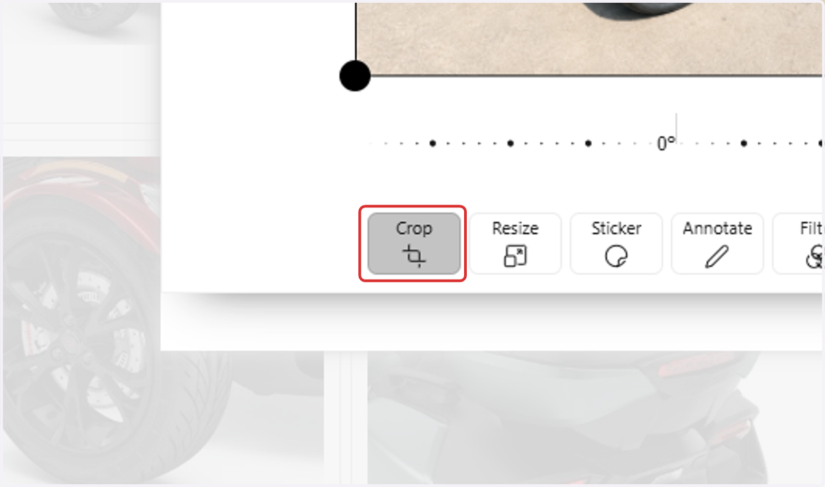 Use Crop to adjust the visible portion of the image