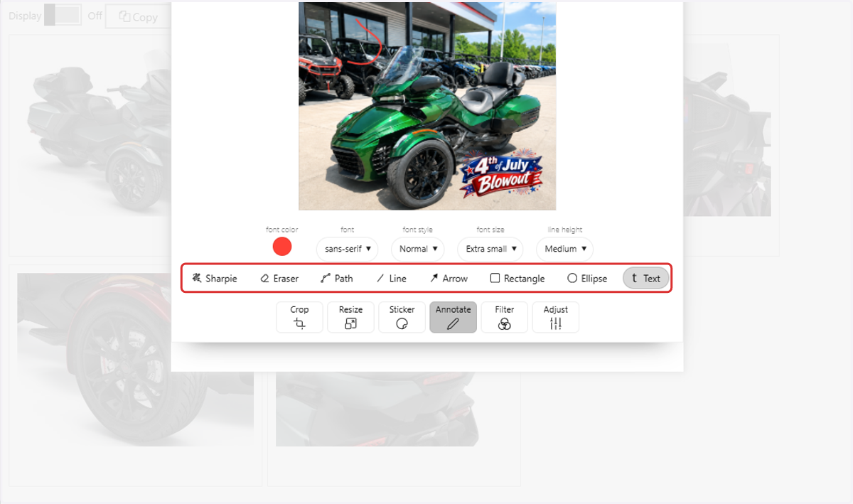 Select a tool to annotate the image