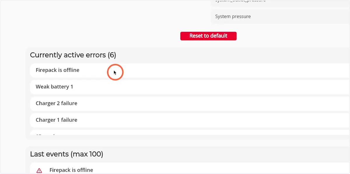 All active errors are shown in the 'Currently active errors' box