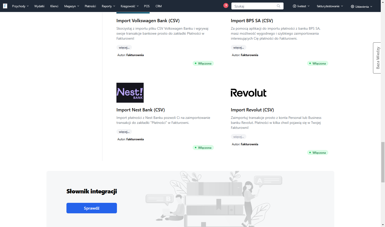 Kliknij nazwę aplikacji 'Import Revolut (CSV)', by przejść do szczegółów.