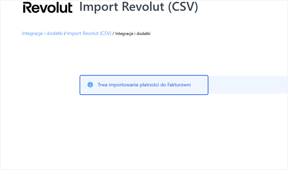 Zaczekaj, aż proces importu zakończy się po stronie systemu.