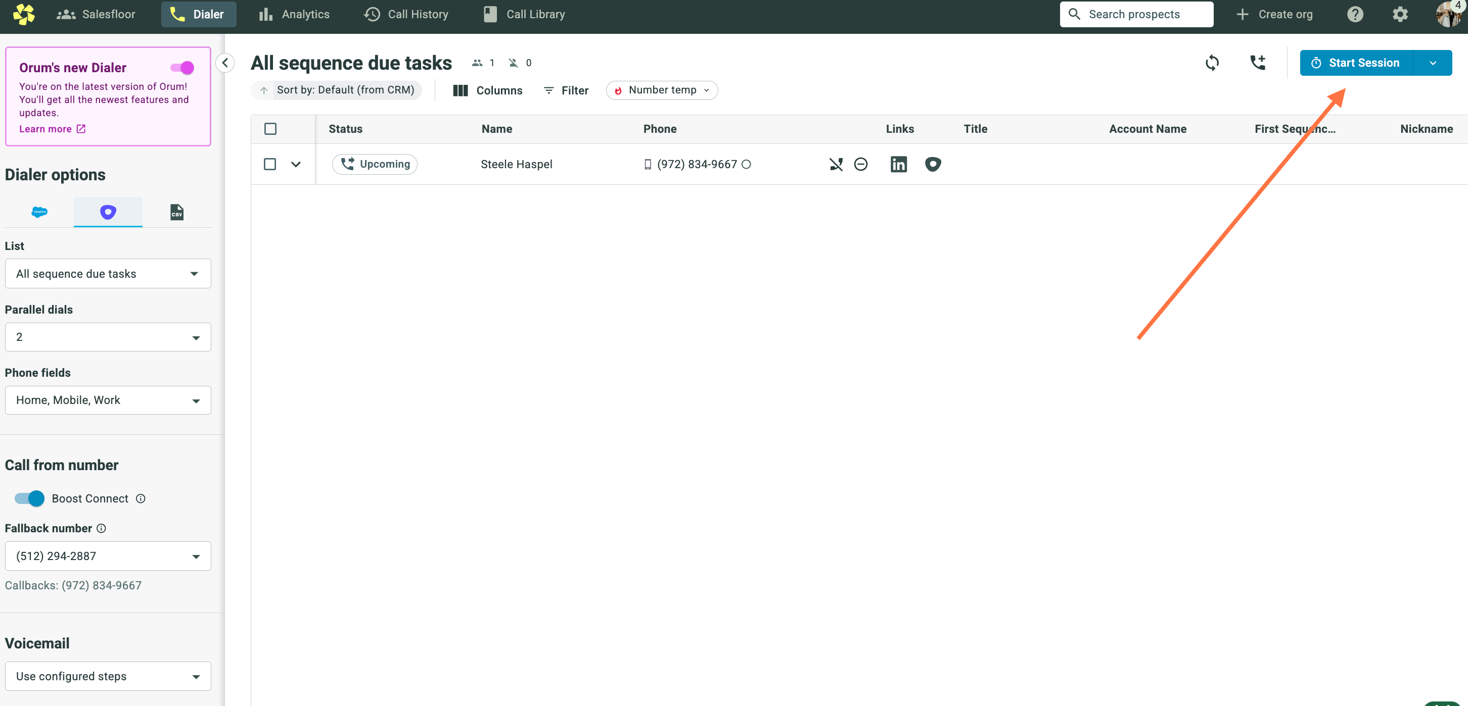 Click "Start Session" to dial into the lobby. You may be prompted to allow permissions if it is your first time dialing. The dialer WILL NOT start yet.
