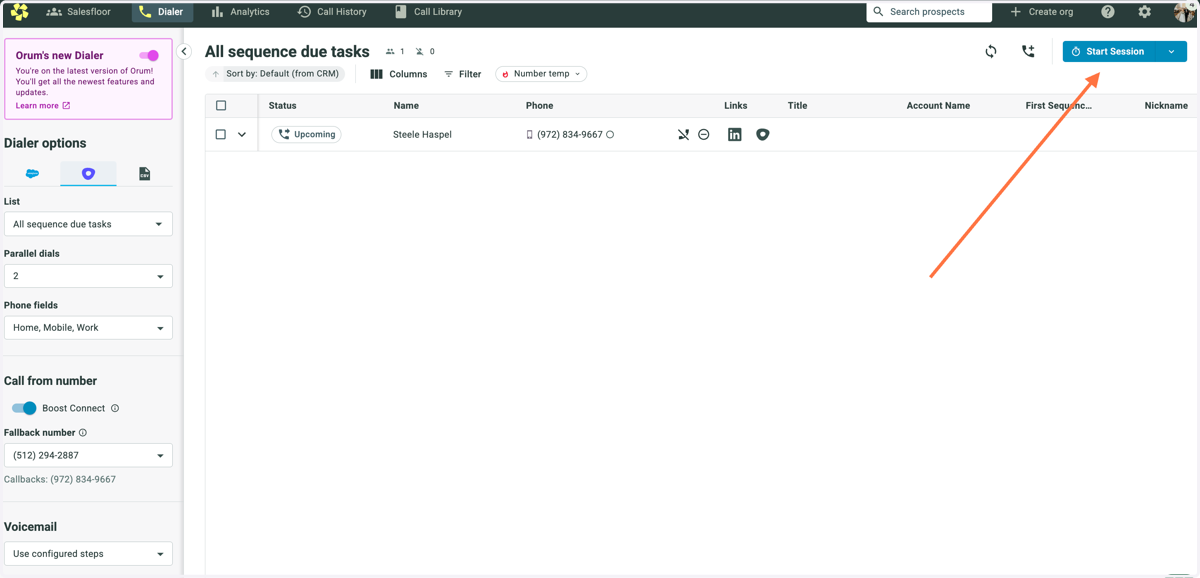 Click "Start Session" to dial into the lobby. You may be prompted to allow permissions if it is your first time dialing. The dialer WILL NOT start yet.