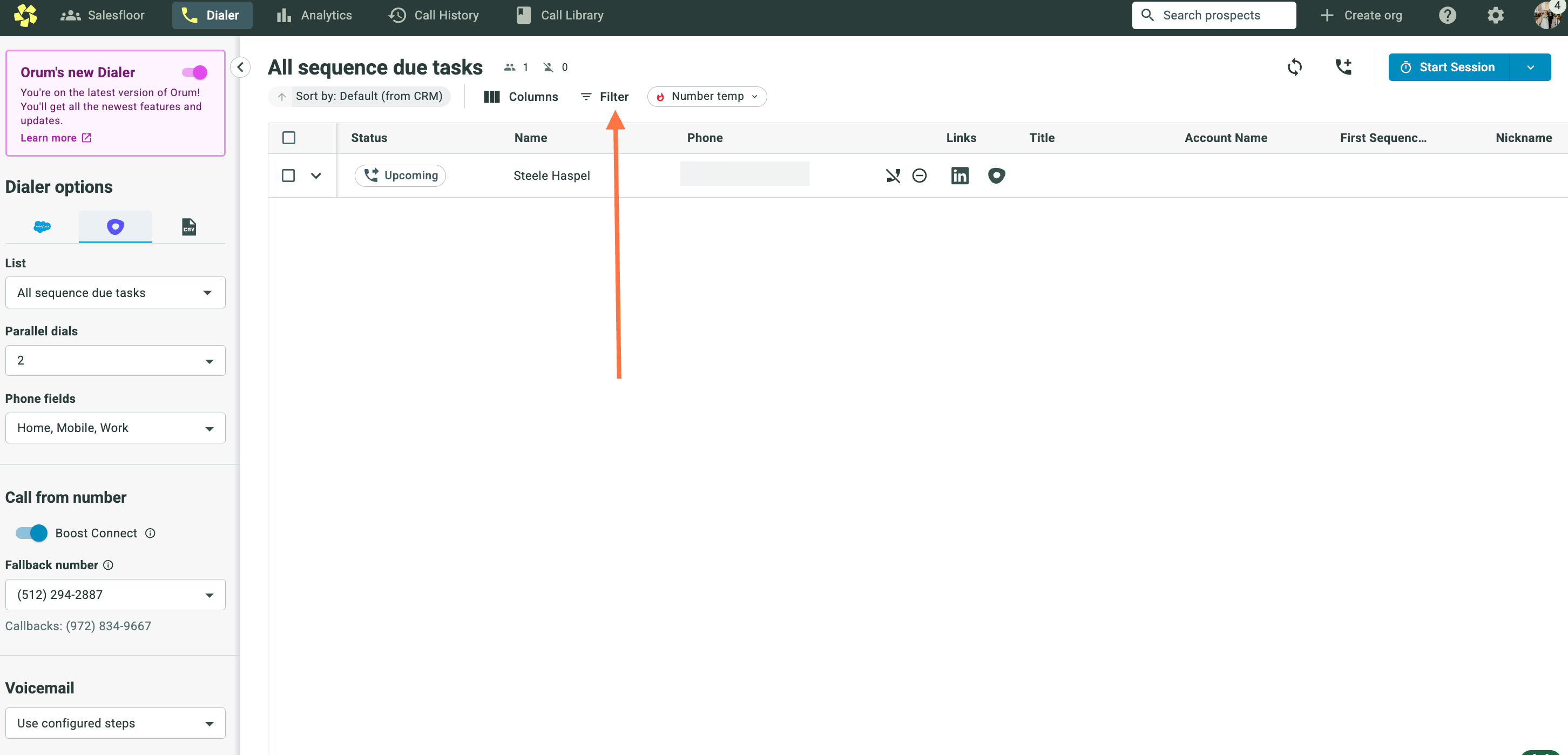 Select the List you want to dial down and apply any filters needed to narrow that list (if needed). The Parallel dialer moves faster than the Power dialer, so having a narrow list is generally recommended.