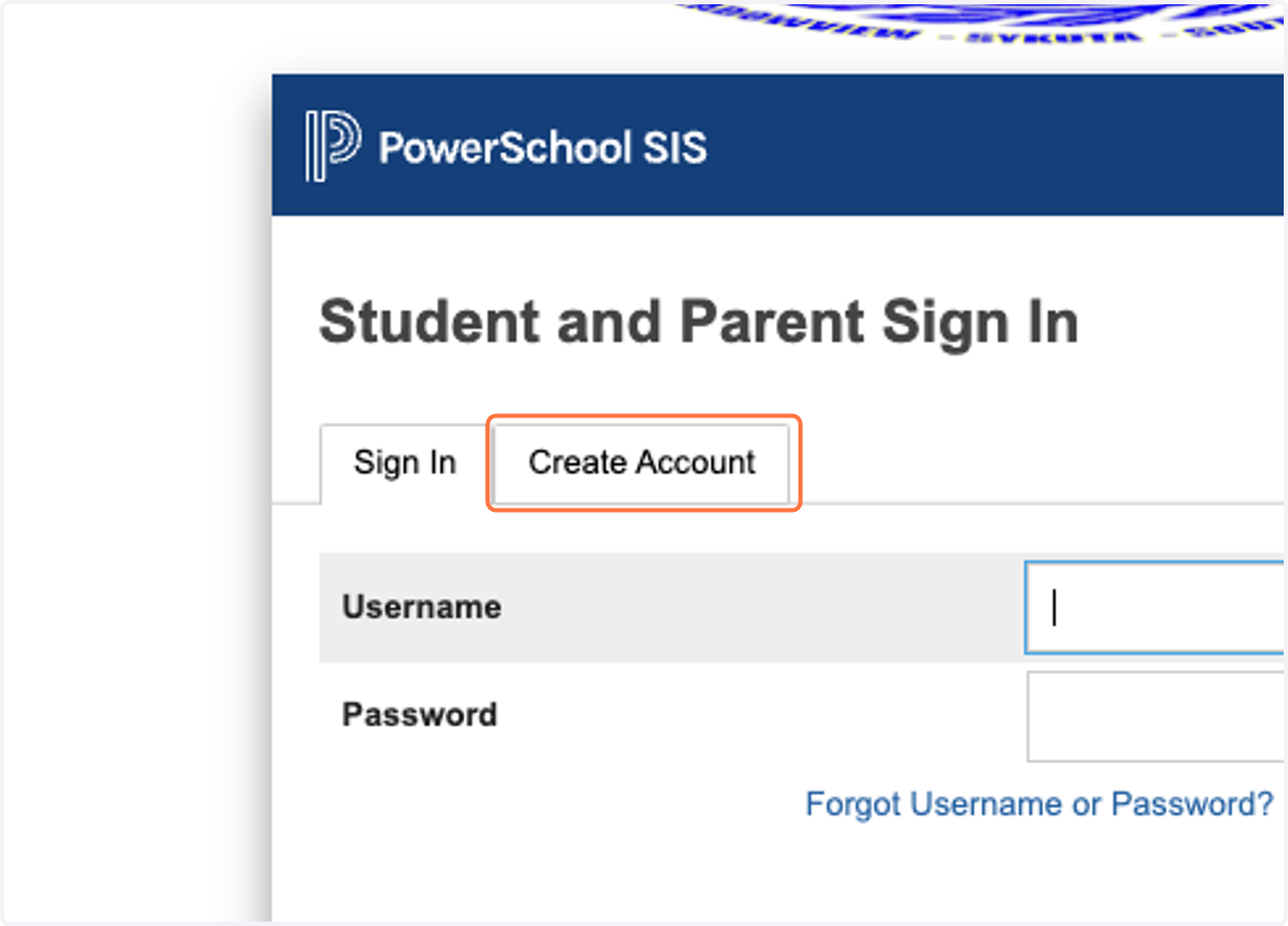 Click on Create Account