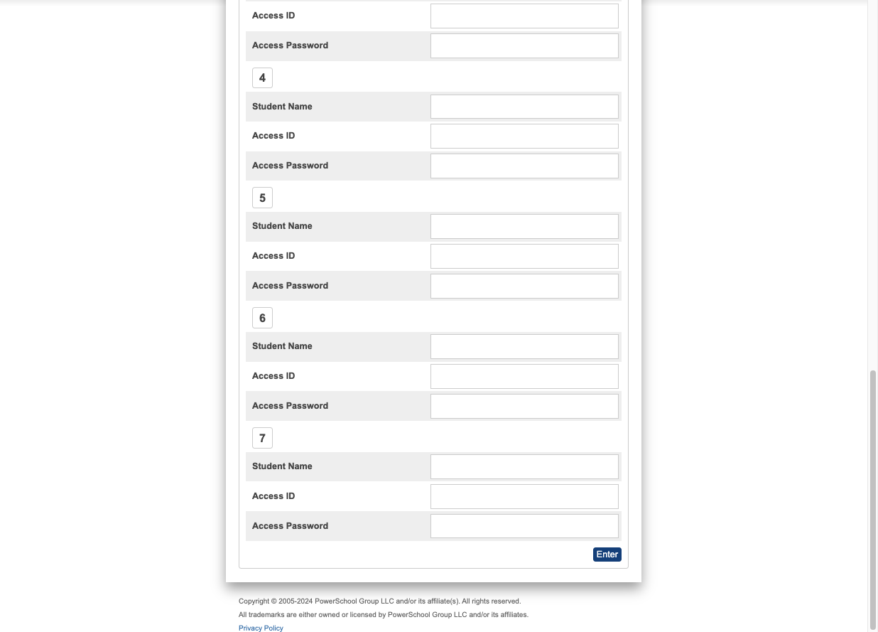 Repeat steps 10 to 12 if you are enrolling more than one student in the district. After entering the student(s), Click on Enter.