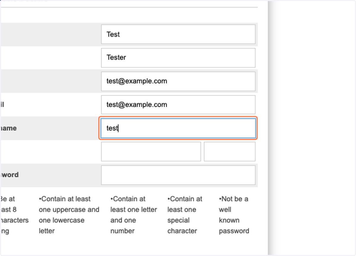 Type your desired username.