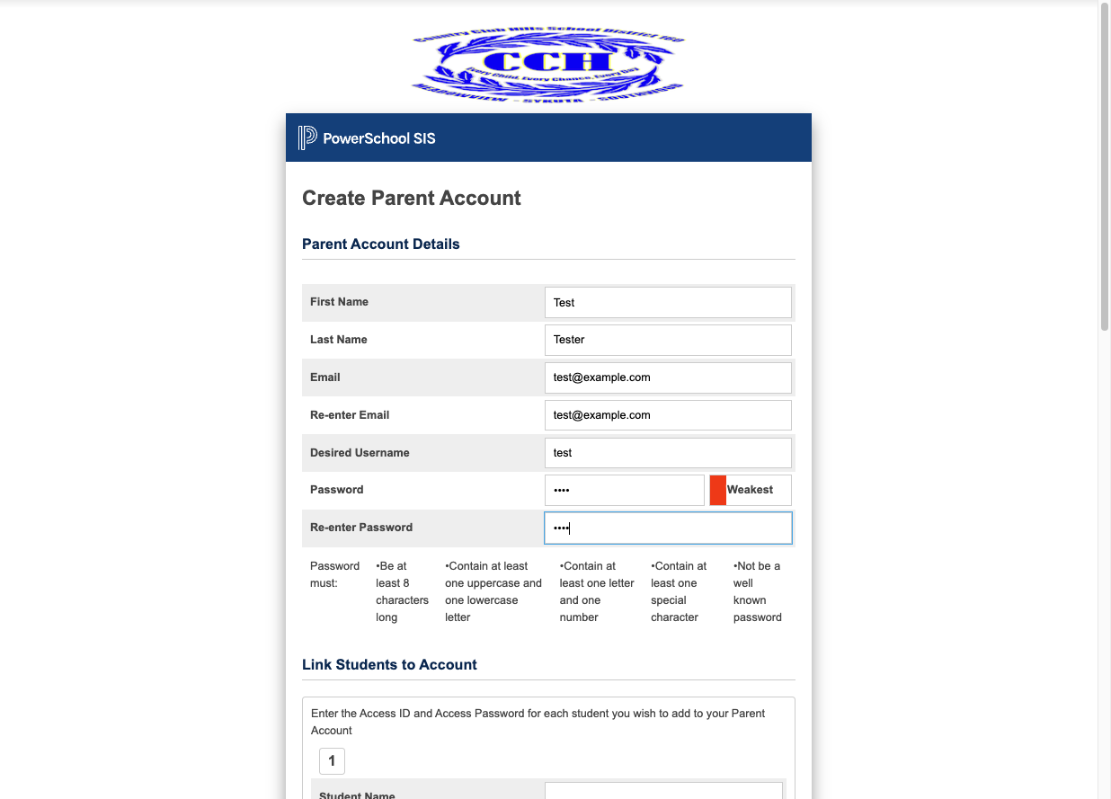Re-Type password to confirm match.